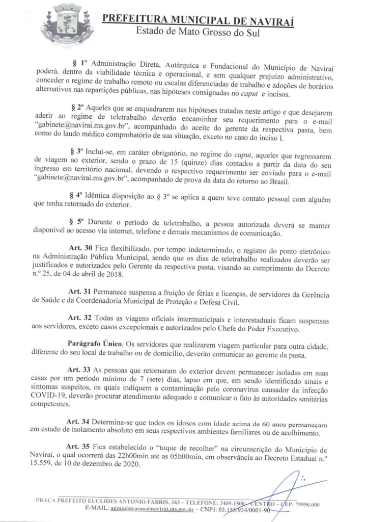 Imagem:Decreto de Nº 115 que dispõe sobre novas medidas temporárias de prevenção ao CONTÁGIO DA COVID-19, 2020 - Assessoria de Imprensa
