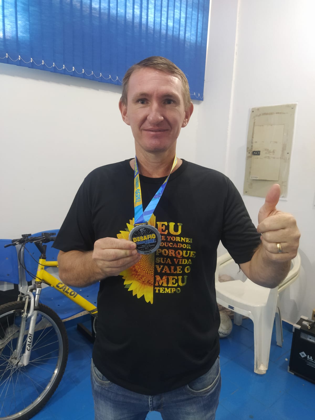 Imagem: Gerel entrega medalhas aos ciclistas que concluíram o 1º Desafio Virtual Solidário, 2021 - Assessoria de Imprensa