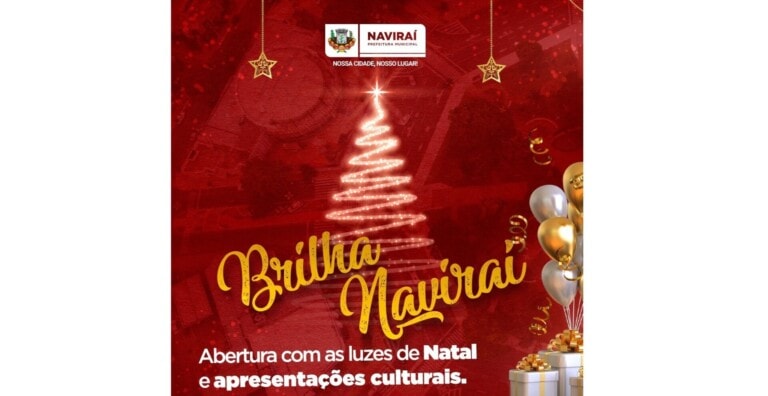 Governo de Naviraí abre amanhã a iluminação de Natal da Praça e avenidas