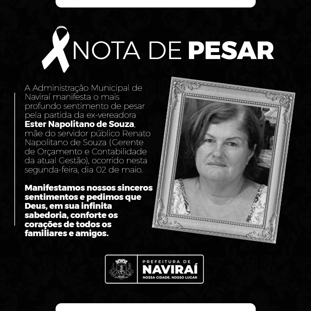 NOTA DE PESAR: Sra. Ester Napolitano de Souza