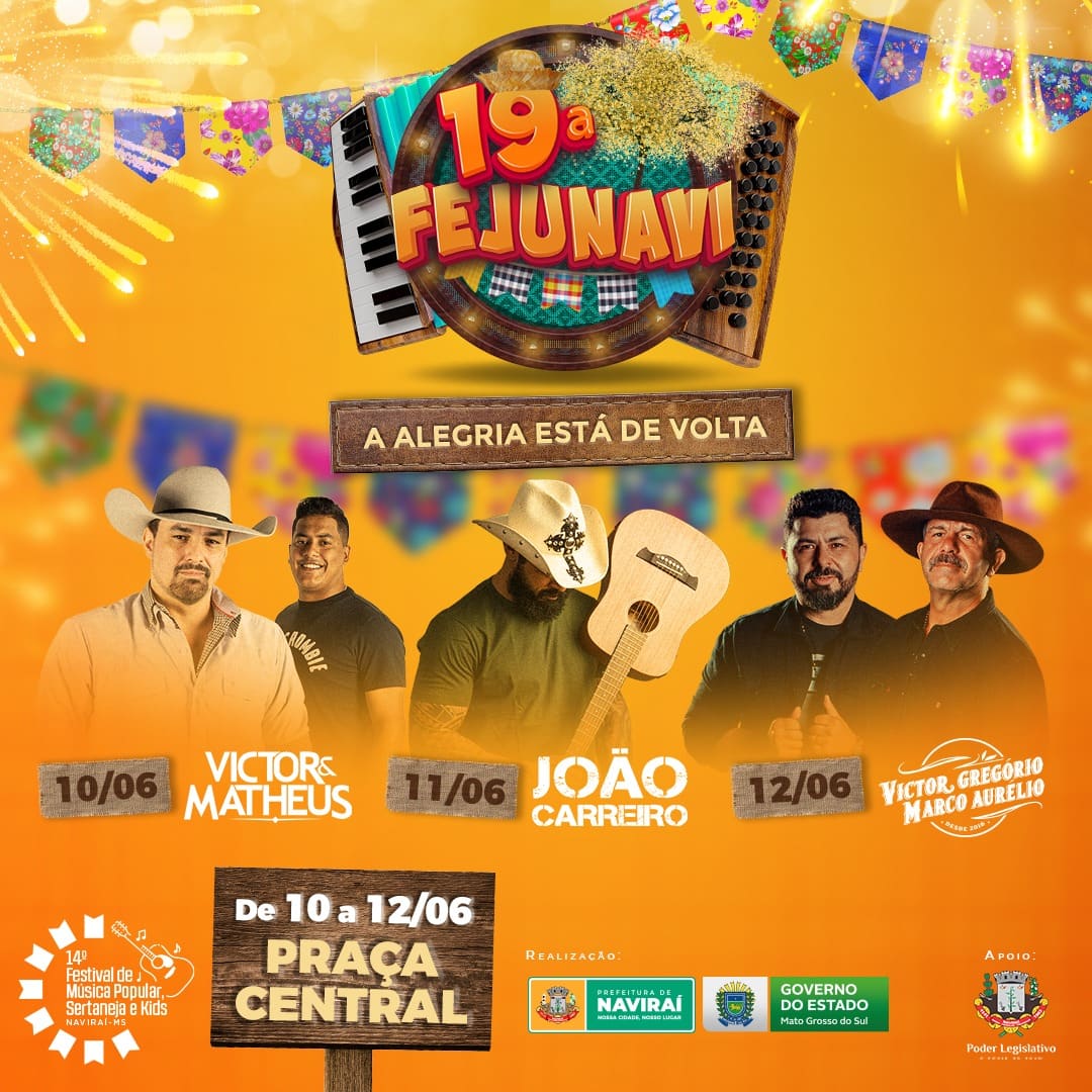 Prefeitura de Naviraí realiza a 19ª Fejunavi nos dias 10, 11 e 12 de Junho