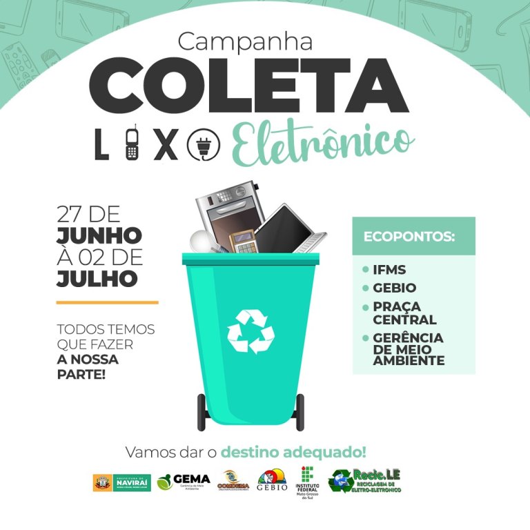 Prefeitura de Naviraí fará campanha de coleta de lixo eletrônico