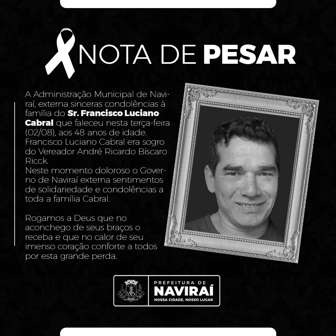 NOTA DE PESAR: Sr. Francisco Luciano Cabral