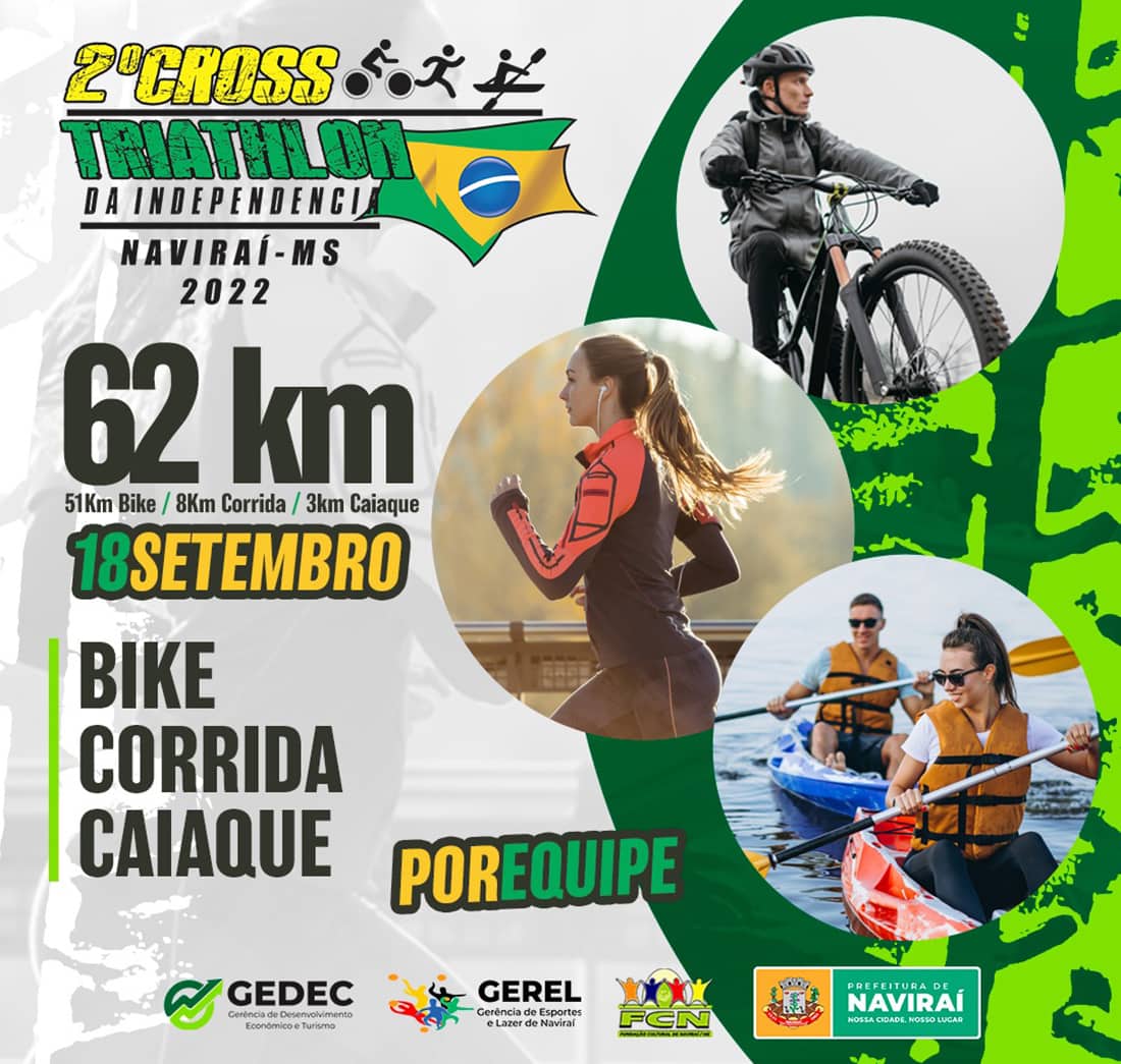 Prefeitura de Naviraí fará 2º Cross Triathlon da Independência no dia 18 de Setembro