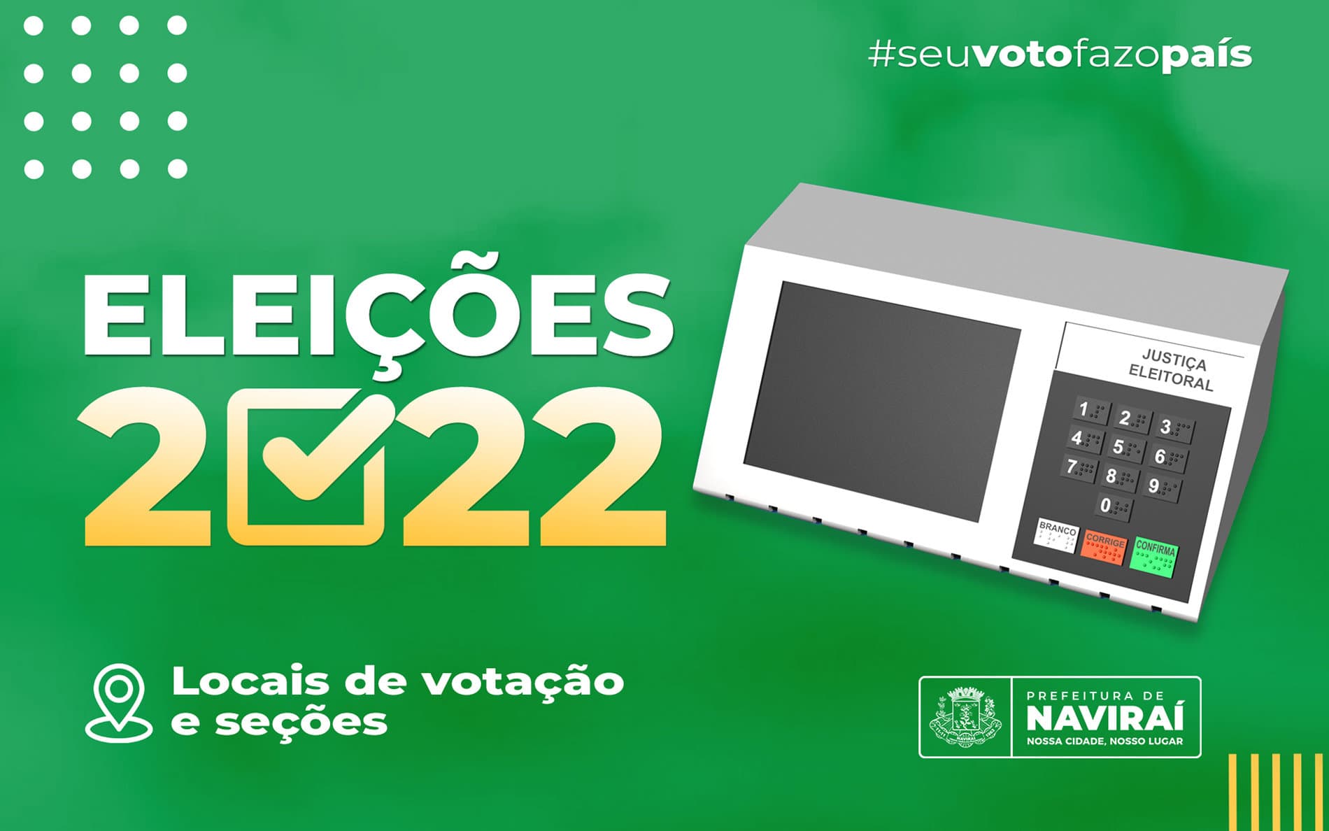 ELEIÇÕES 2022 – Confira os locais e seções onde os 36.937 eleitores de Naviraí irão votar