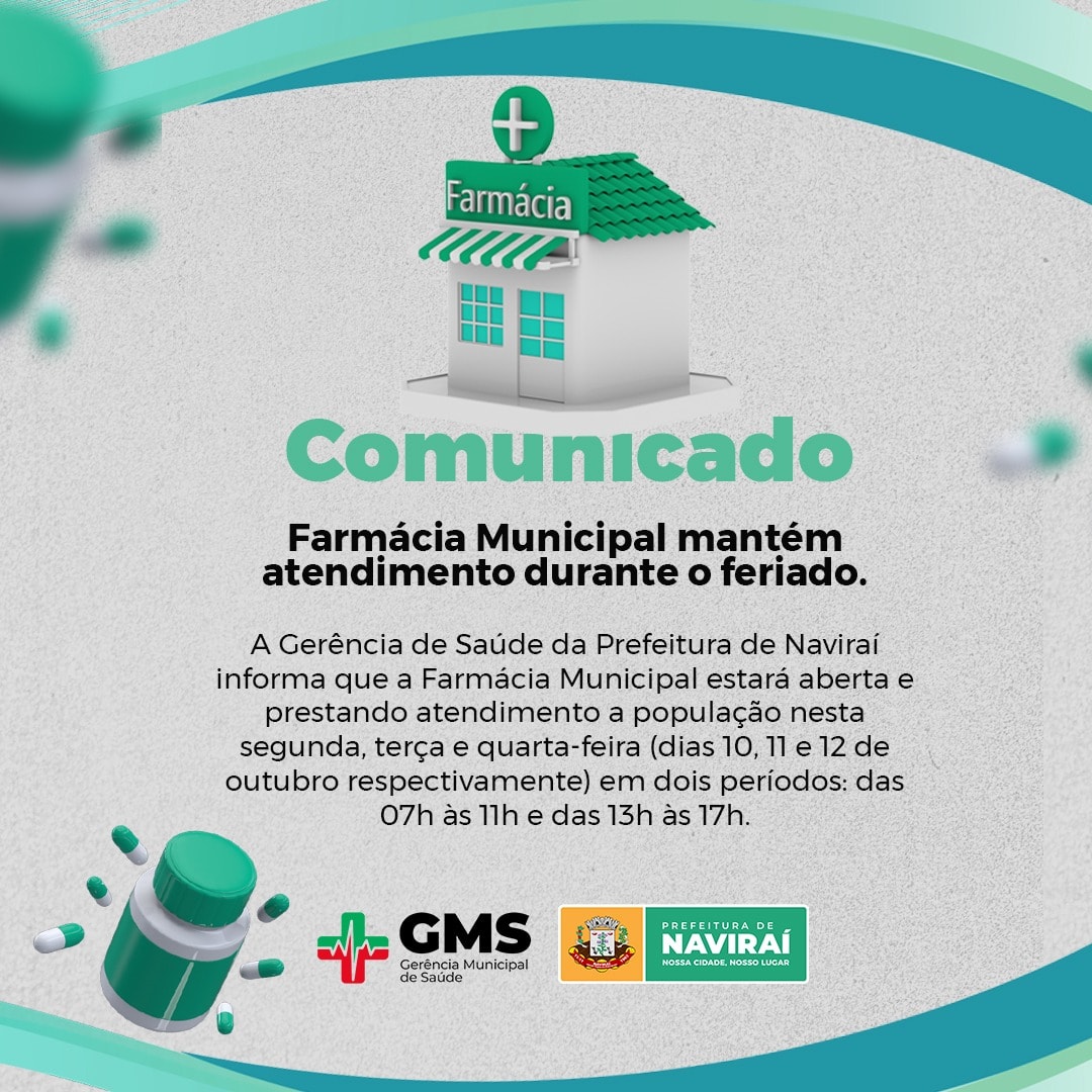 Farmácia Municipal mantém atendimento durante o feriado