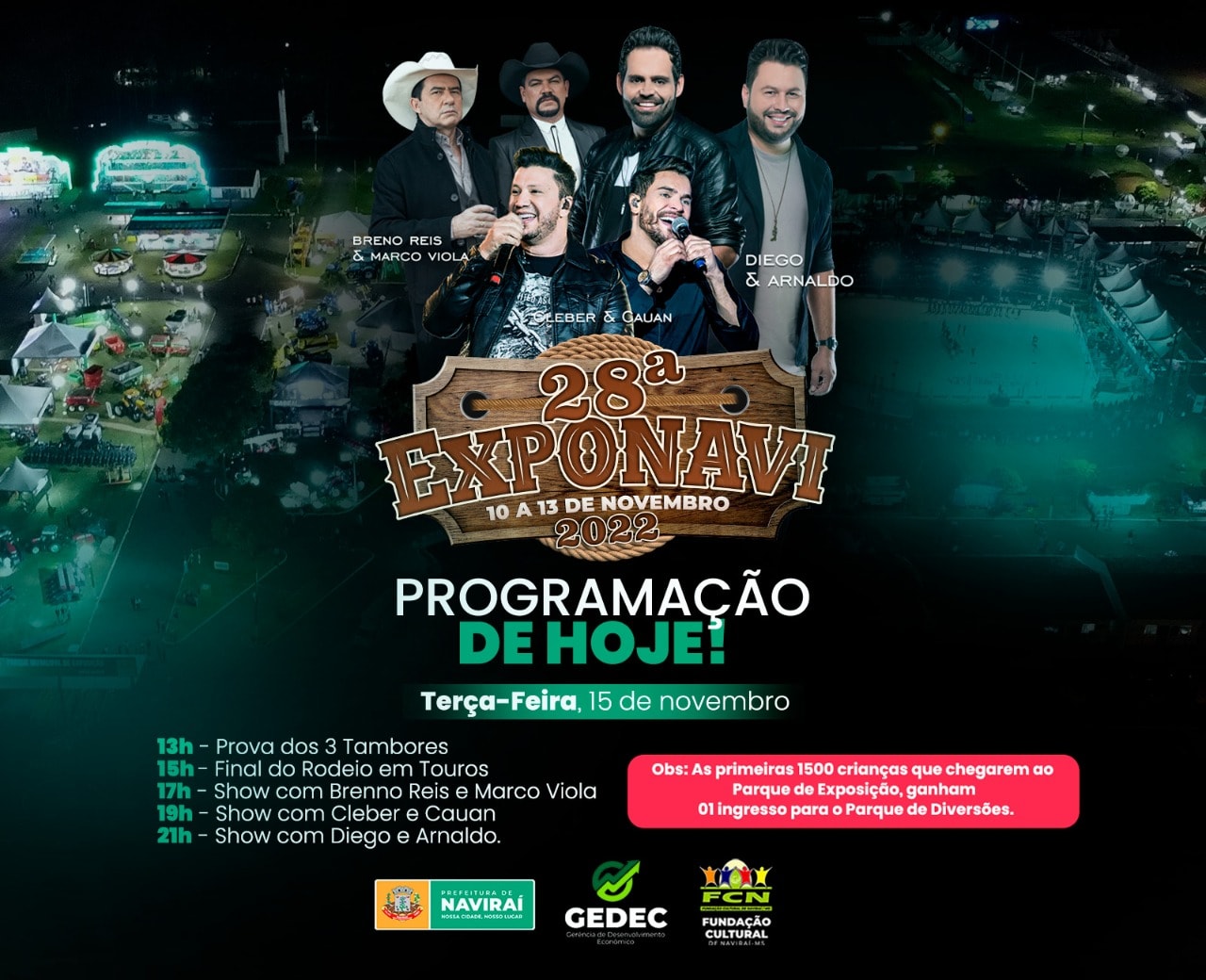 28ª Exponavi termina nesta terça com maratona de shows e finais do Rodeio e Prova dos 3 Tambores