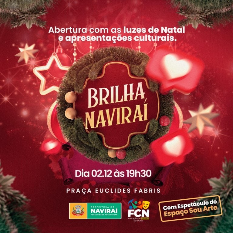 Com apresentações culturais, Prefeitura de Naviraí ativará iluminação de Natal nesta sexta