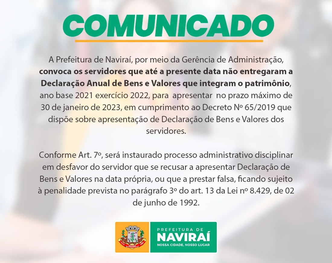 Servidores devem entregar Declaração Anual de Bens e Valores até 30 de janeiro