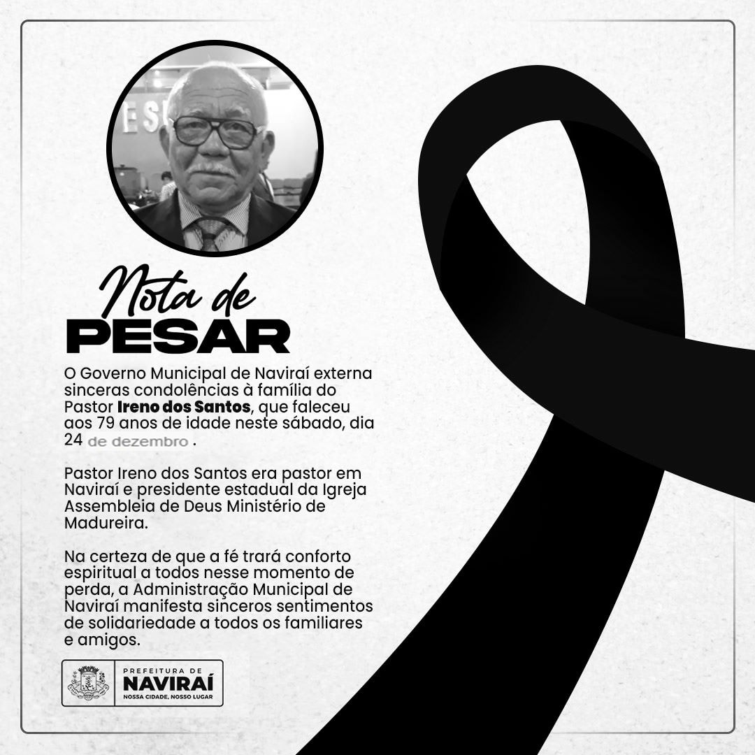 NOTA DE PESAR: Pr. Ireno dos Santos