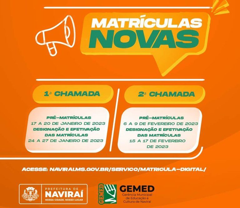 Educação de Naviraí inicia período de pré-matrículas na Rede Municipal de Ensino
