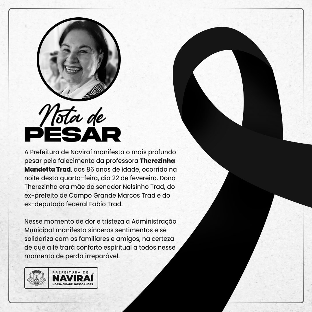 NOTA DE PESAR: Sra. Therezinha Mandetta Trad