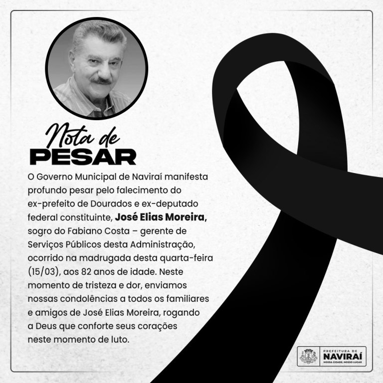 NOTA DE PESAR: Sr. José Elias Moreira