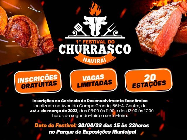 Inscrições para o 1° Festival do Churrasco de Naviraí são prorrogadas até 31 de março