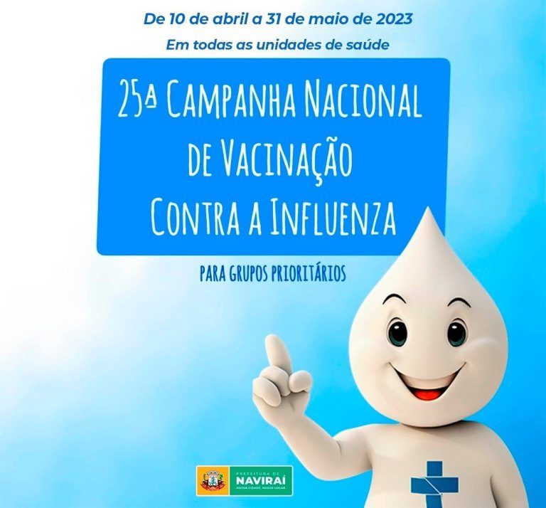Naviraí iniciará a 25ª Campanha Nacional de Vacinação contra Influenza no dia 10 de abril