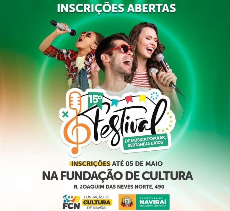 Festival de Música Popular, Sertaneja e Kids de Naviraí recebe inscrições até 05 de maio