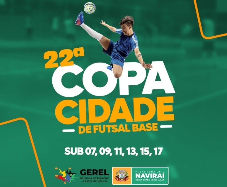 Prefeitura de Naviraí abre inscrições para a 22ª Copa Cidade de Futsal de Base