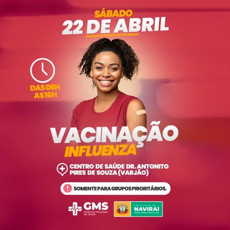 Vacinação contra Influenza ocorre no sábado, das 08 às 16 horas, no Posto de Saúde do Varjão