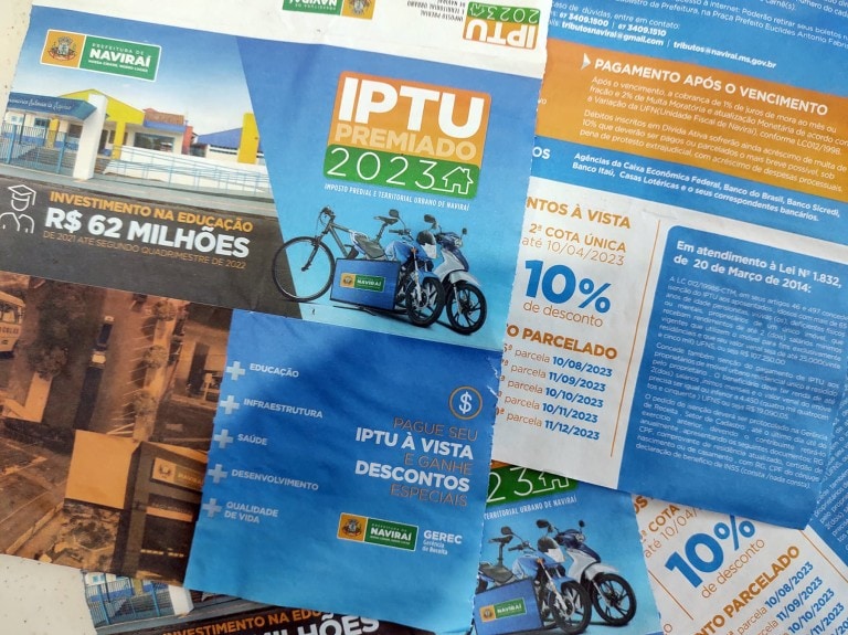 IPTU 2023 – Cota única com desconto de 10% vence nesta segunda-feira, dia 10 de abril IPTU 2023 – Cota única com desconto de 10% vence nesta segunda-feira, dia 10 de abril
