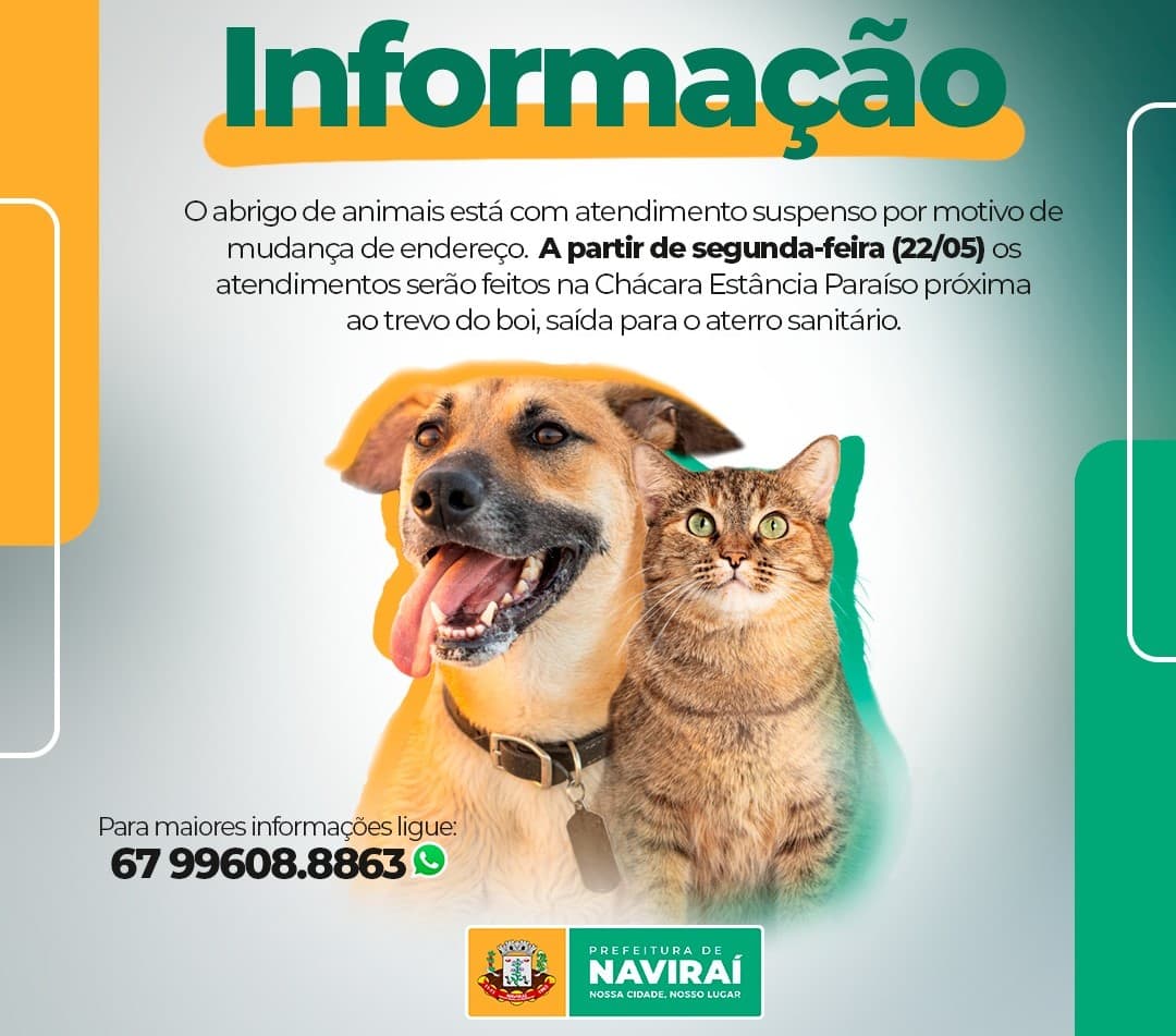 Sede administrativa do Abrigo de Cães e Gatos de Naviraí atende em novo endereço