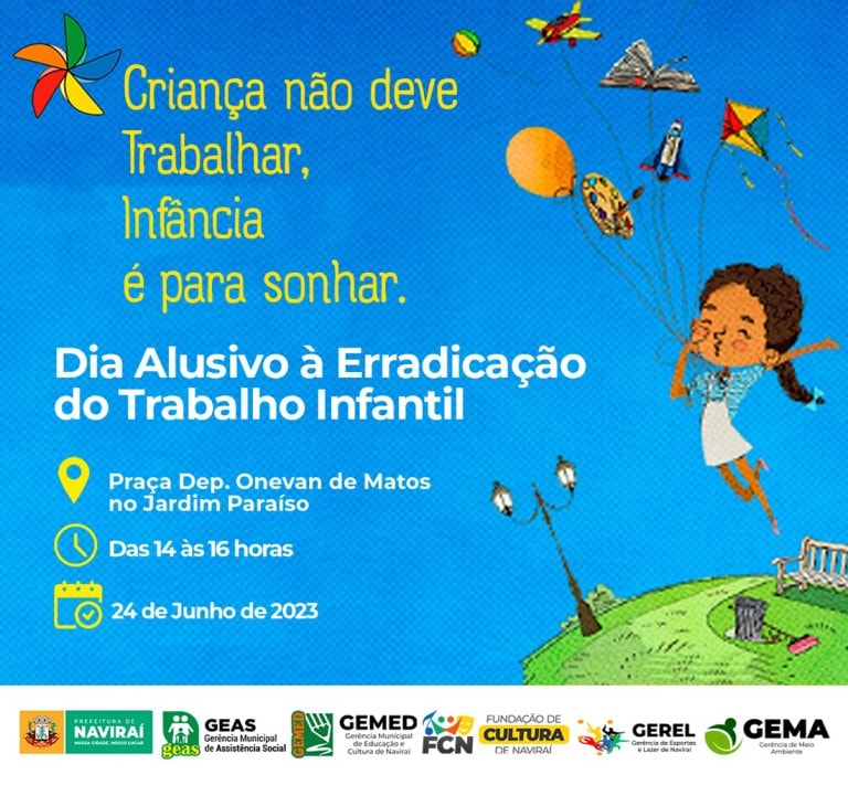 Praça Onevan de Matos, no Jardim Paraíso, terá evento no sábado sobre Erradicação do Trabalho Infantil
