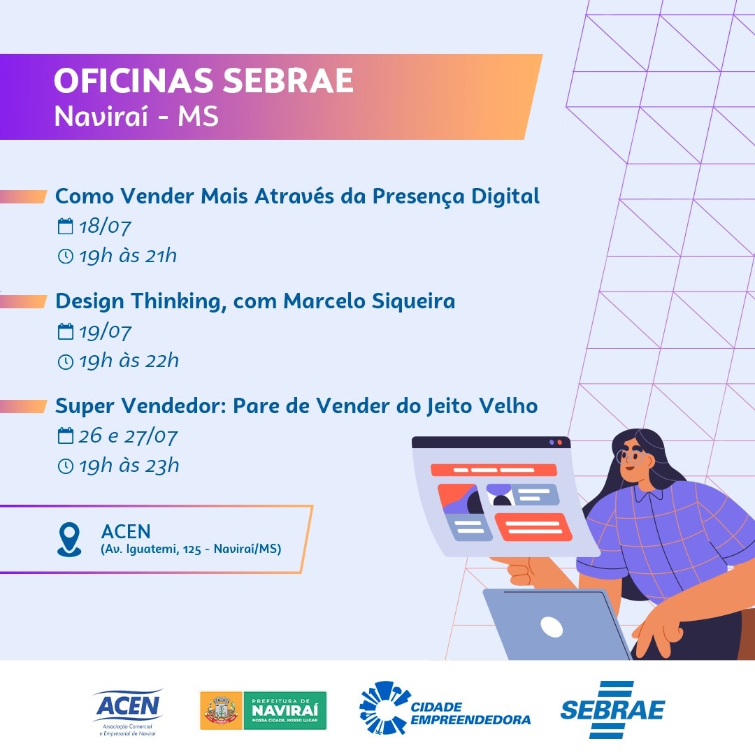 Prefeitura de Naviraí e Sebrae/MS promovem capacitações gratuitas para pequenos negócios em julho