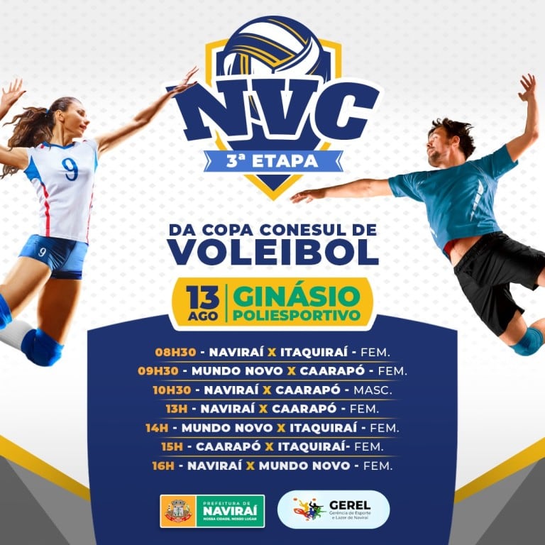 Naviraí recebe etapa da Copa Conesul de Vôlei 2023 no próximo domingo