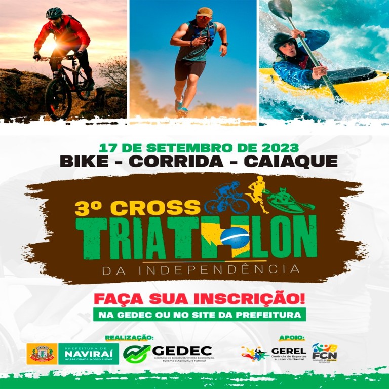Com inscrições gratuitas, 3⁰ Cross Triathlon da Independência será realizado no dia 17 de setembro
