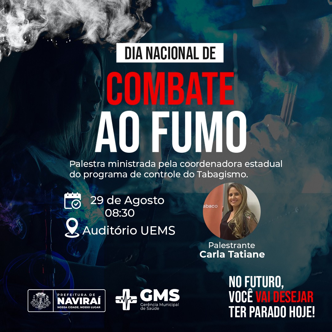 Naviraí terá palestra sobre prevenção à iniciação ao tabagismo no dia 29 de agosto