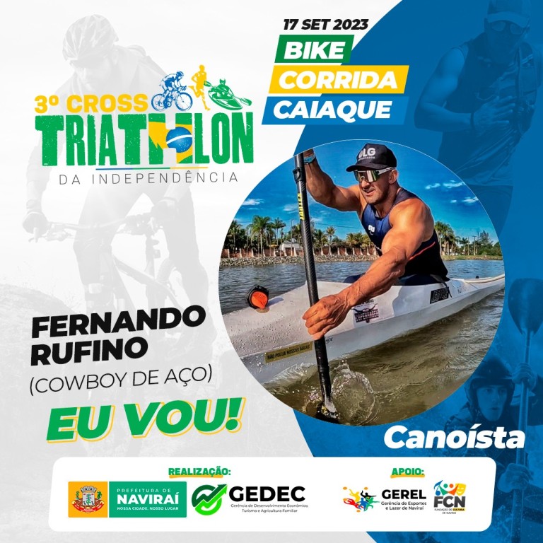 Campeão mundial de paracanoagem Fernando Rufino irá participar do 3º Cross Triathlon da Independência