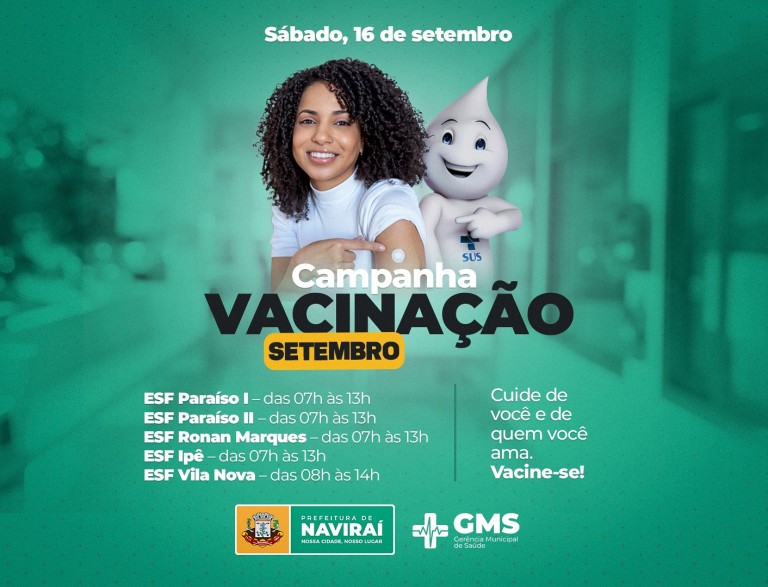 Naviraí terá Campanha de Vacinação neste sábado em várias Unidades de Saúde