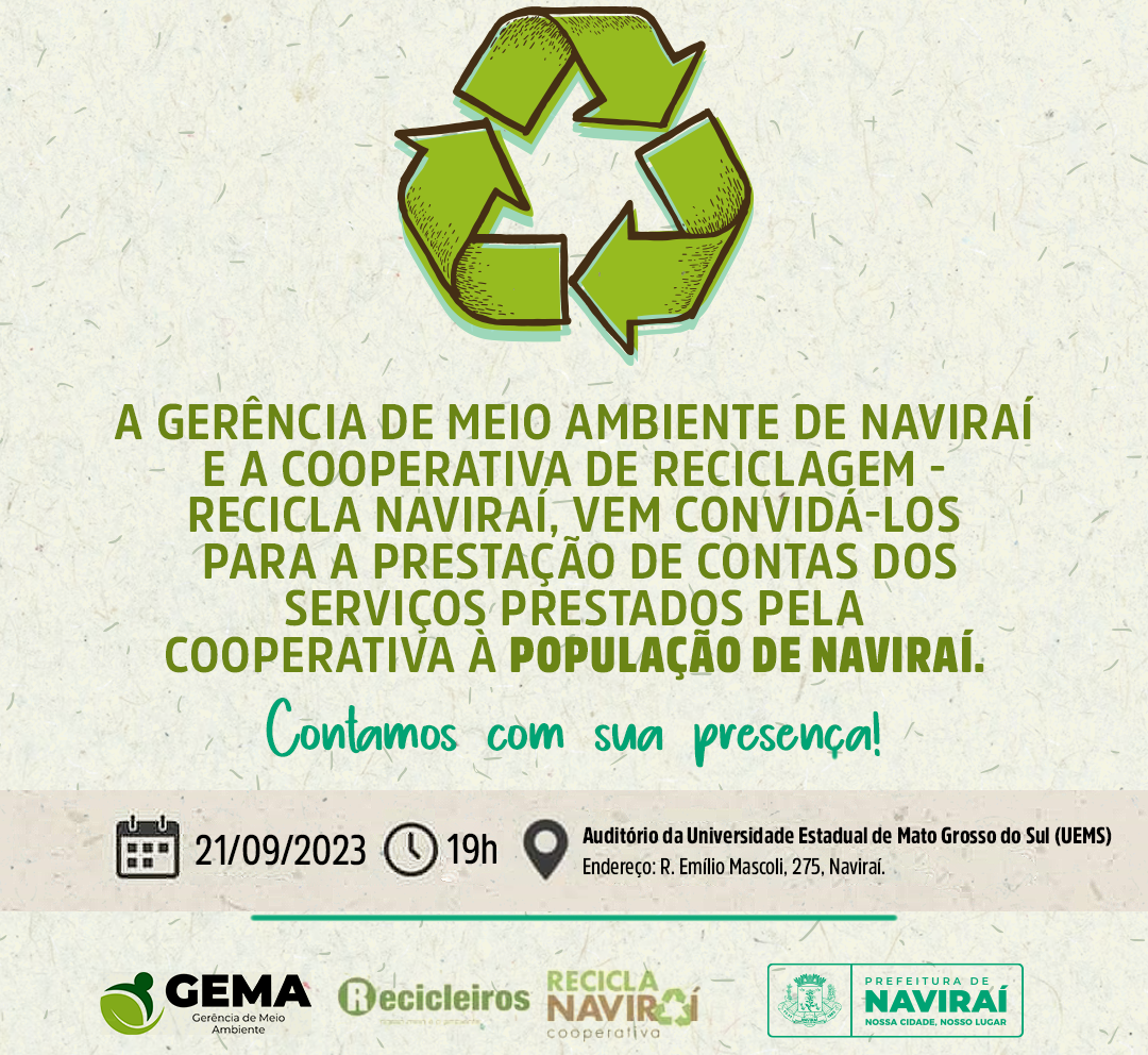 Cooperativa de Reciclagem Recicla Naviraí terá audiência pública de prestação de contas nesta quinta