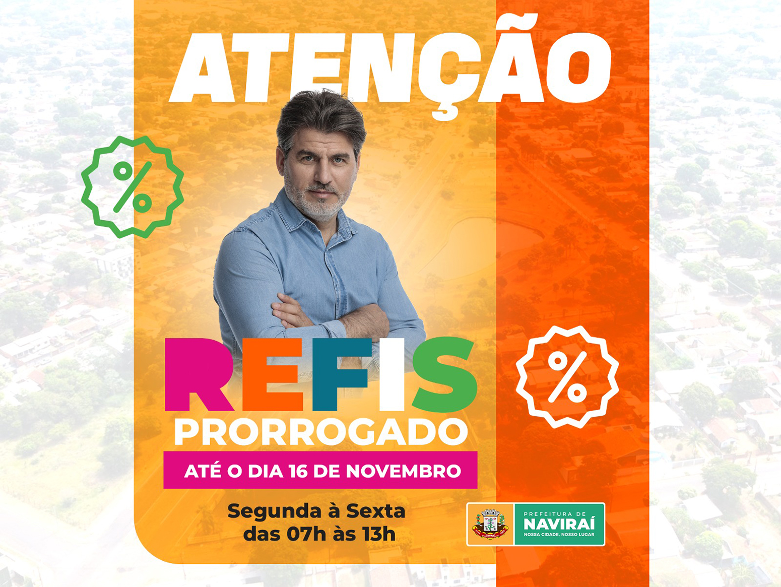 REFIS da Prefeitura de Naviraí é prorrogado e contribuintes podem aproveitar os descontos até 16 de novembro