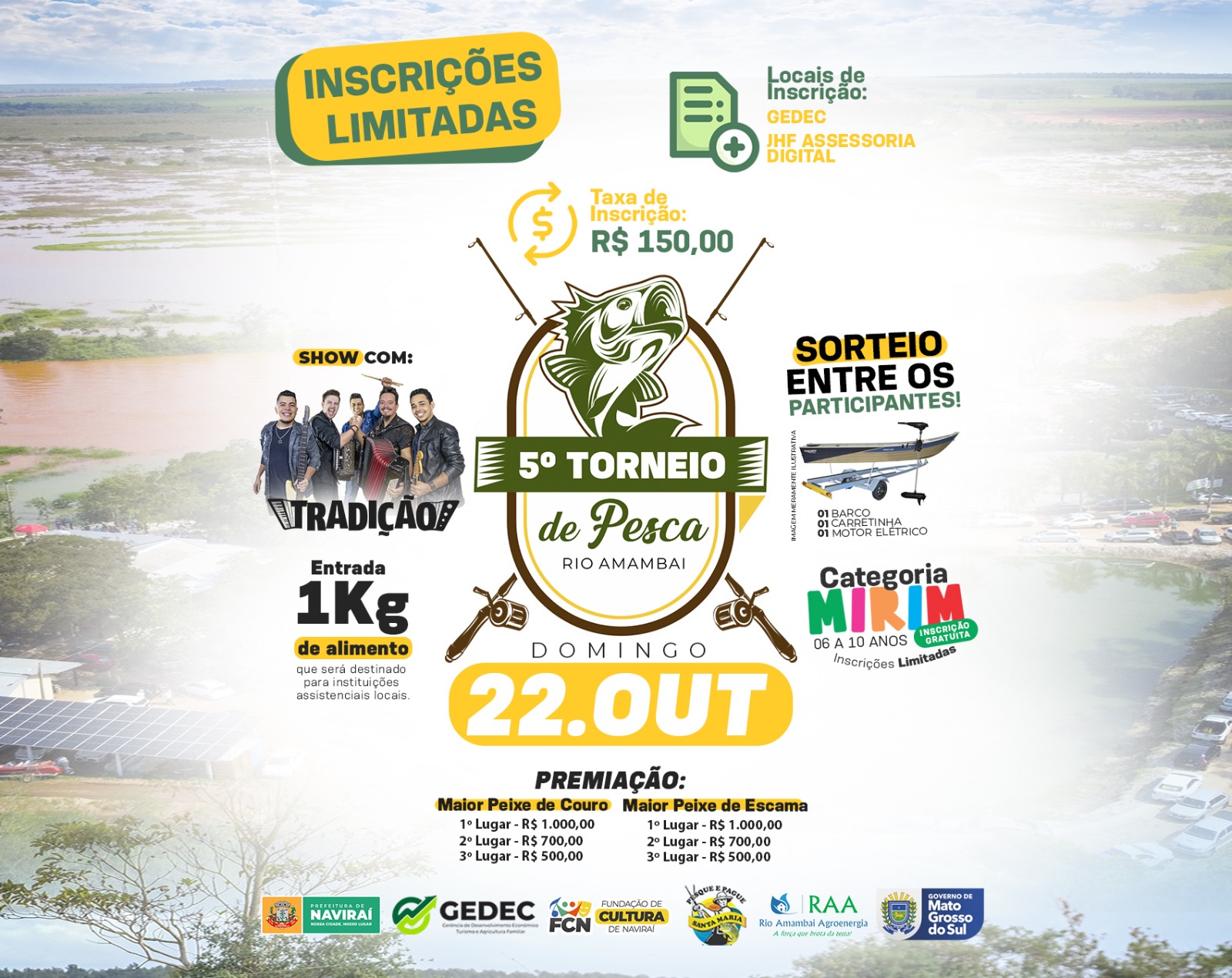 Prefeitura de Naviraí abre inscrições para o 5⁰ Torneio de Pesca do Rio Amambai