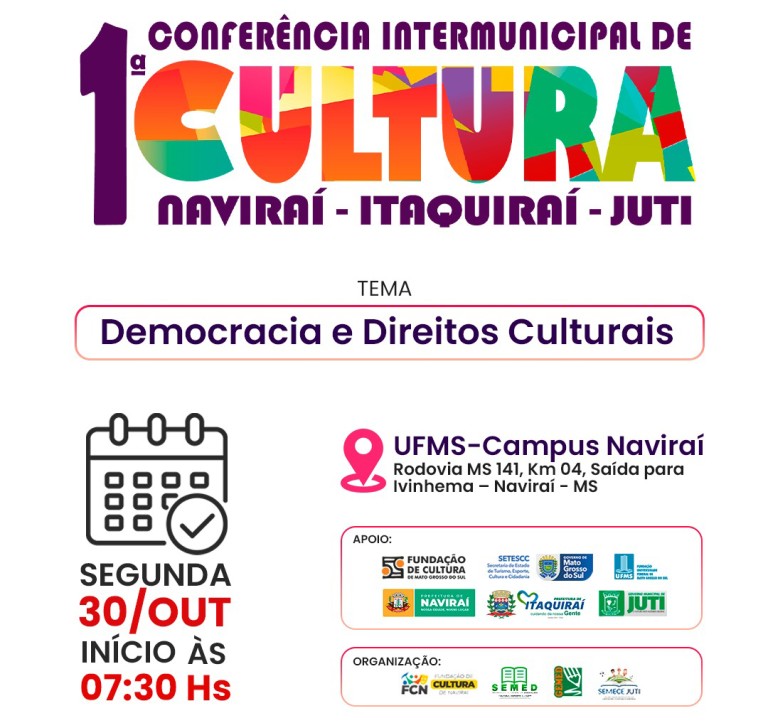 Naviraí sediará a 1ª Conferência Intermunicipal de Cultura no dia 30 de outubro