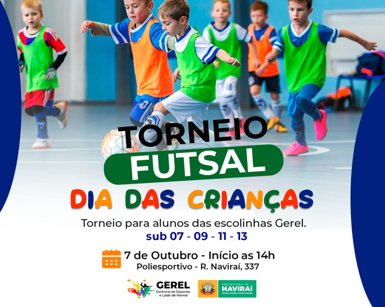 Gerência de Esportes da Prefeitura de Naviraí fará Torneio de Futsal em comemoração ao Dia das Crianças