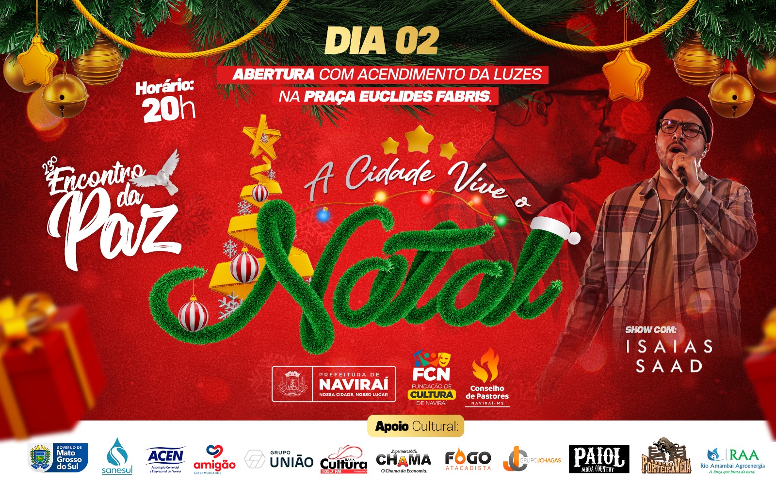 Naviraí abre o Projeto a Cidade Vive o Natal no próximo sábado, dia 02 de dezembro