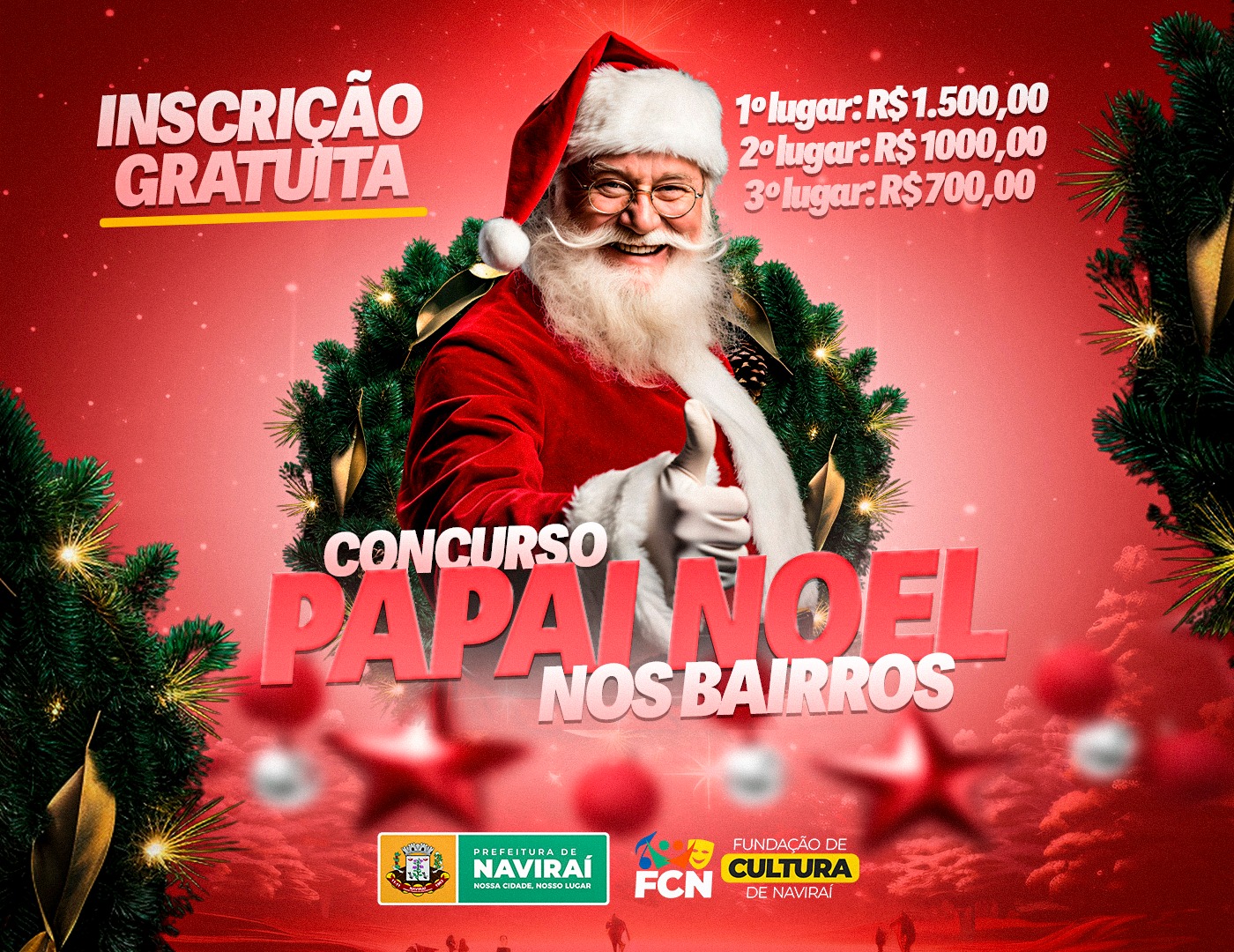 Fundação de Cultura da Prefeitura de Naviraí abre inscrições para o 1º Concurso de Papai Noel nos Bairros