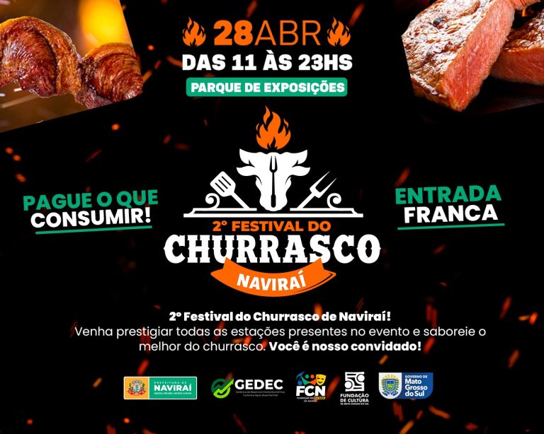 Com 12 horas de evento, 2? Festival do Churrasco de Naviraí acontecerá domingo no Parque de Exposições