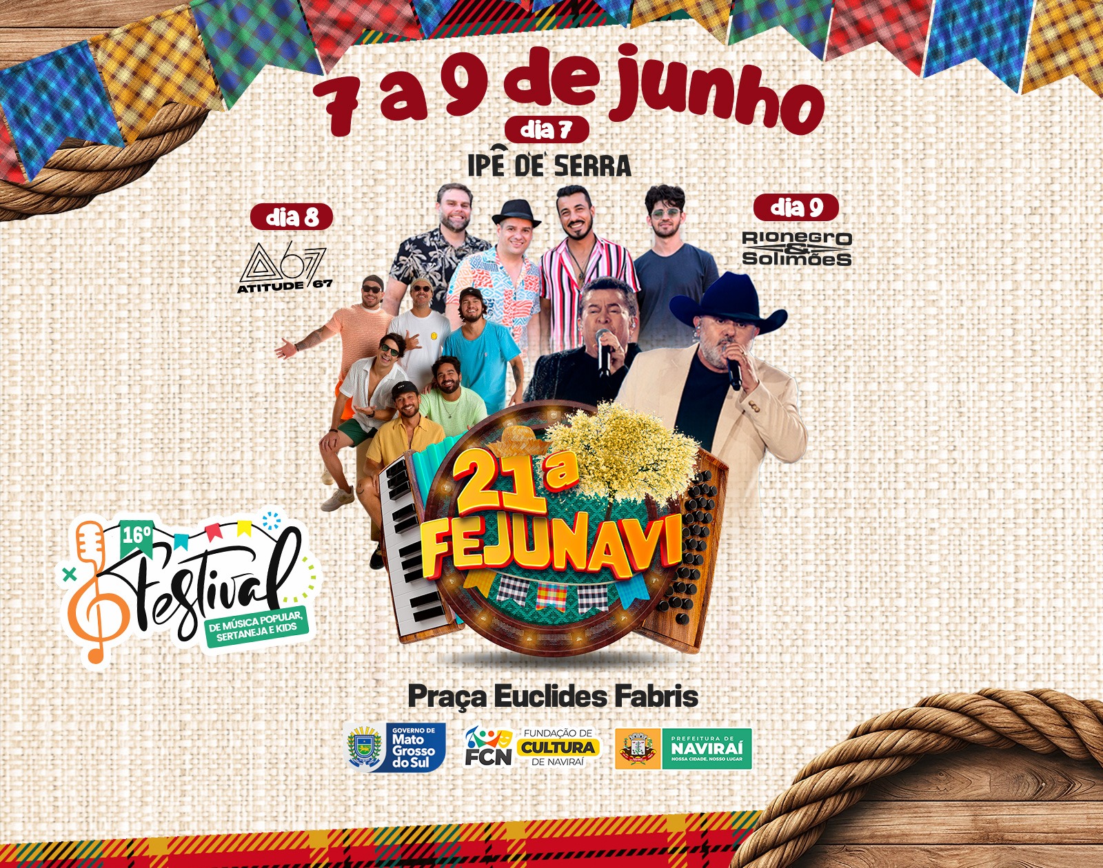 21ª FEJUNAVI será de 07 a 09 de junho em Naviraí com shows nacionais e festivais de música