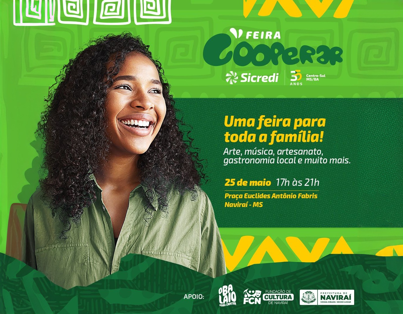 Com apoio da Prefeitura, Naviraí terá Feira Cooperar da Sicredi sábado às 17h na Praça Euclides Fabris