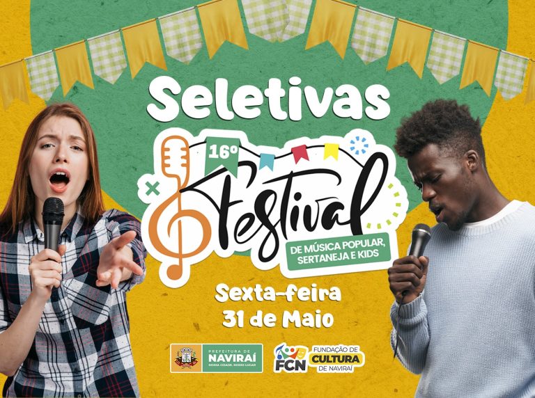 Seletivas para os Festivais de Música Popular, Sertaneja e Kids de Naviraí acontecem na sexta, dia 31