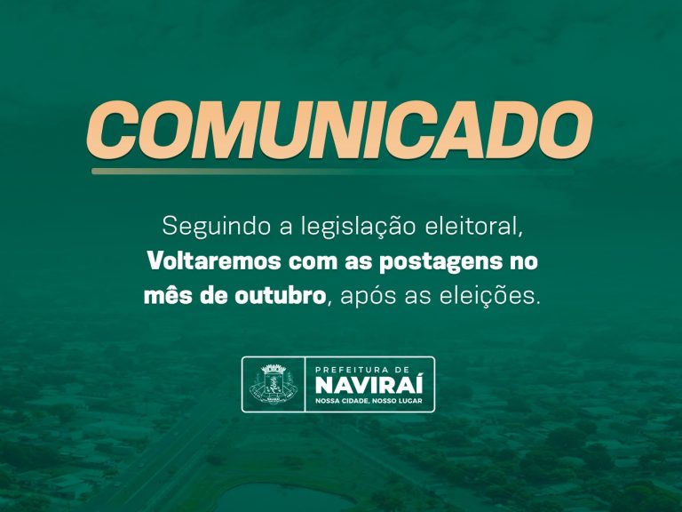 Prefeitura de Naviraí desativará redes sociais até 06 de outubro devido às normas eleitorais
