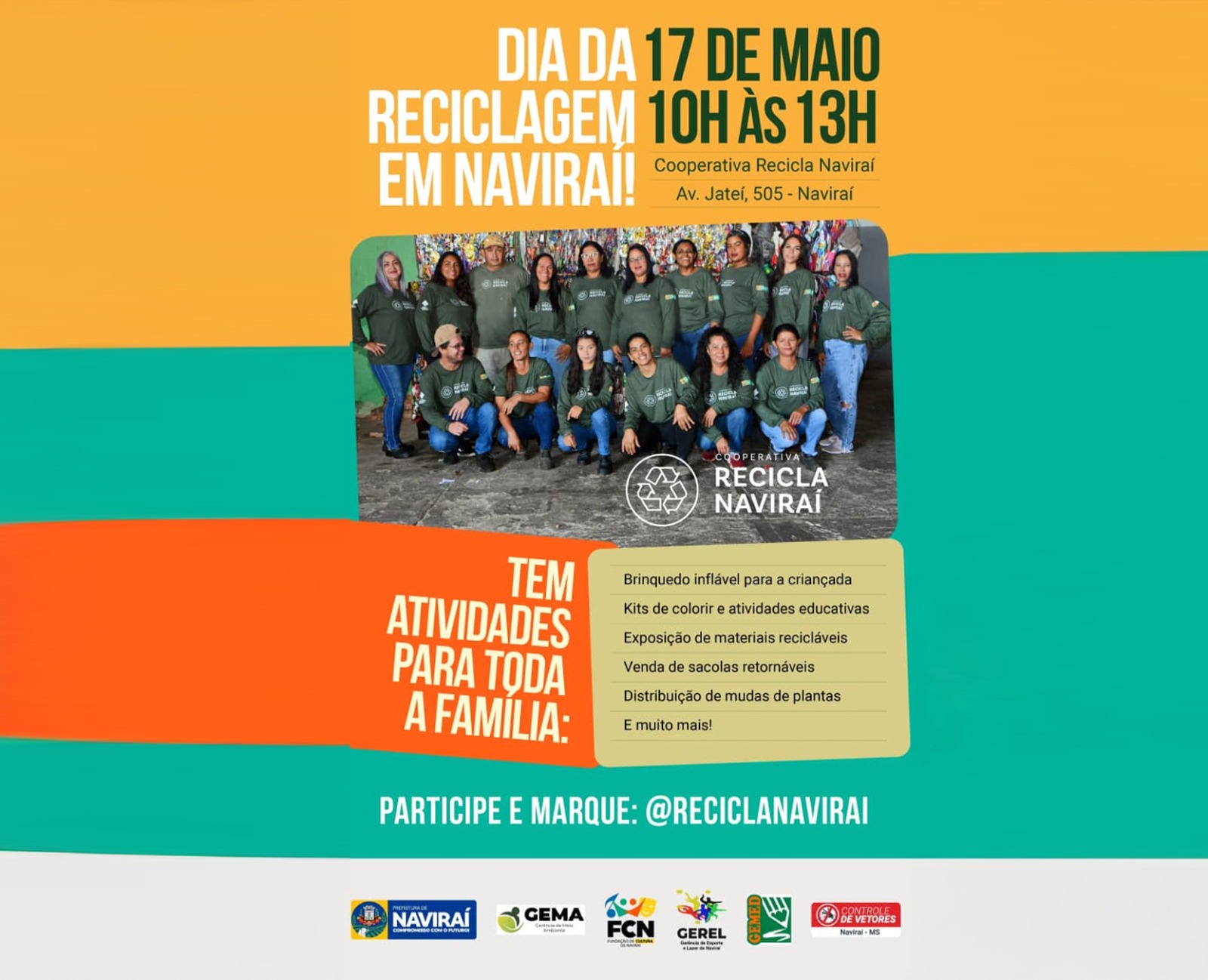 Dia da Reciclagem: Recicla Naviraí e GEMA convidam todos para evento comemorativo amanhã