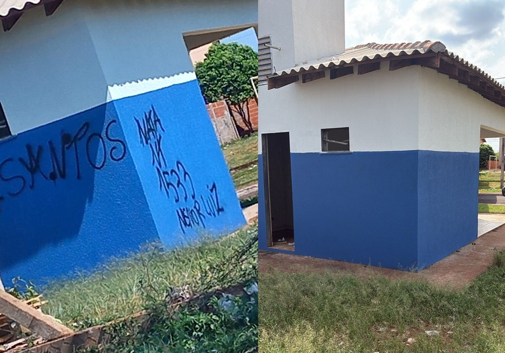 Prefeitura de Naviraí restaura novamente quiosque pichado e reforça apelo à população por cuidado com o patrimônio público Prefeitura de Naviraí restaura novamente quiosque pichado e reforça apelo à população por cuidado com o patrimônio público