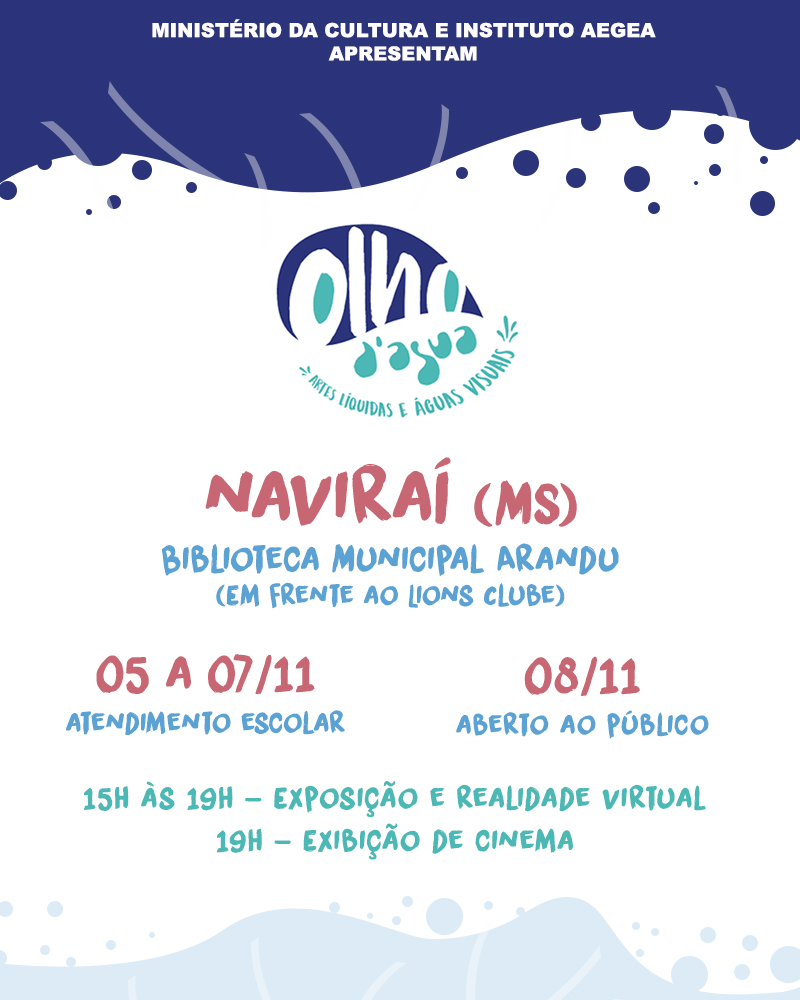Naviraí recebe exposição interativa “Olho D’Água – Artes Líquidas e Águas Visuais” com apoio da Prefeitura