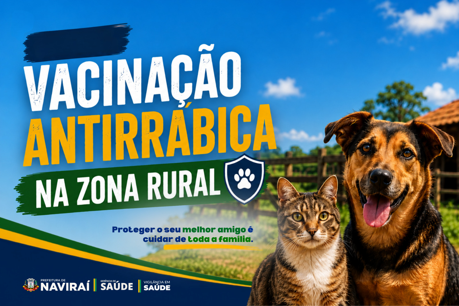 Naviraí inicia vacinação antirrábica na zona rural nesta segunda-feira e prepara o ‘Dia D’