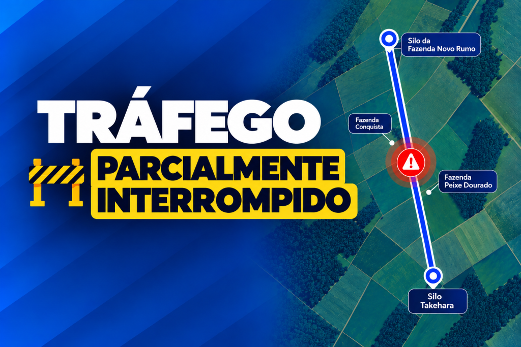 Prefeitura de Naviraí informa sobre tráfego parcialmente interrompido em estrada rural