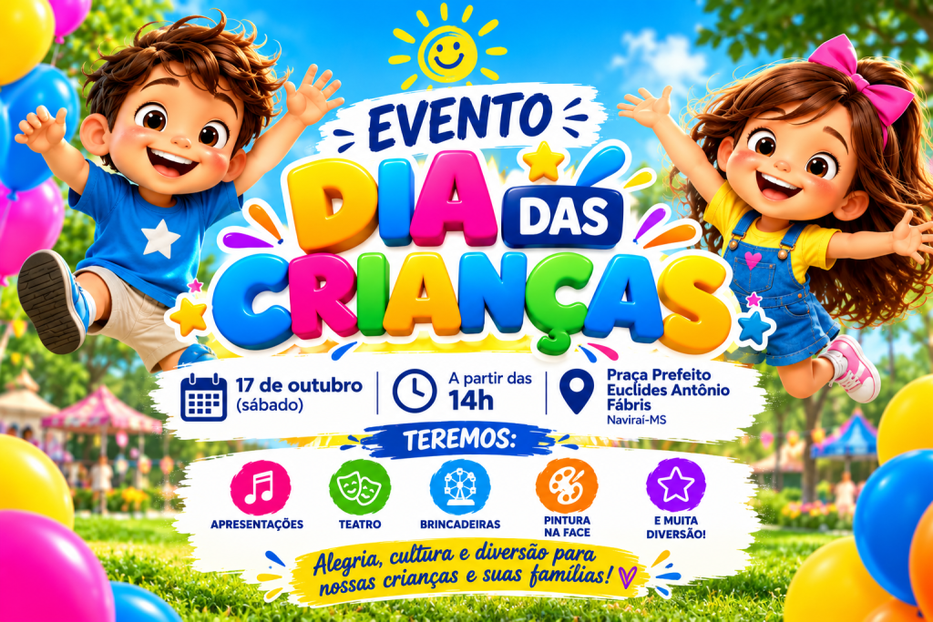 Dia das Crianças terá programação especial com cultura, lazer e muita diversão em Naviraí